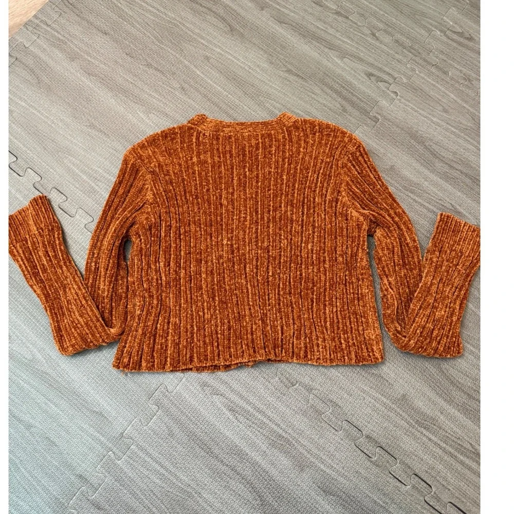 Art Class Girls XL 14/16 Rust Orange Ribbed Chenille Button Front Cardigan